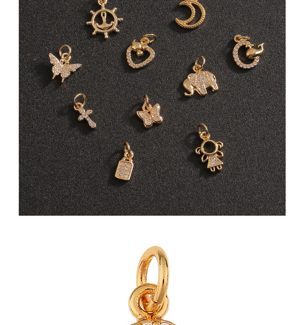 Fashion 7 # Copper Diamond Elephant Cross Butterfly Boat Anchor Diy Accessories,Jewelry Findings & Components
