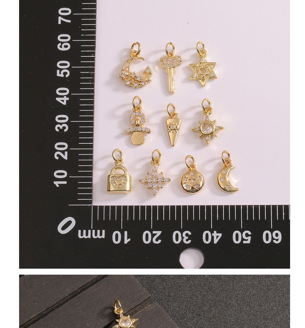 Fashion 4 # Copper Inlaid Zirconium Geometry Key Key Lock Pentagon Diy Accessories,Jewelry Findings & Components