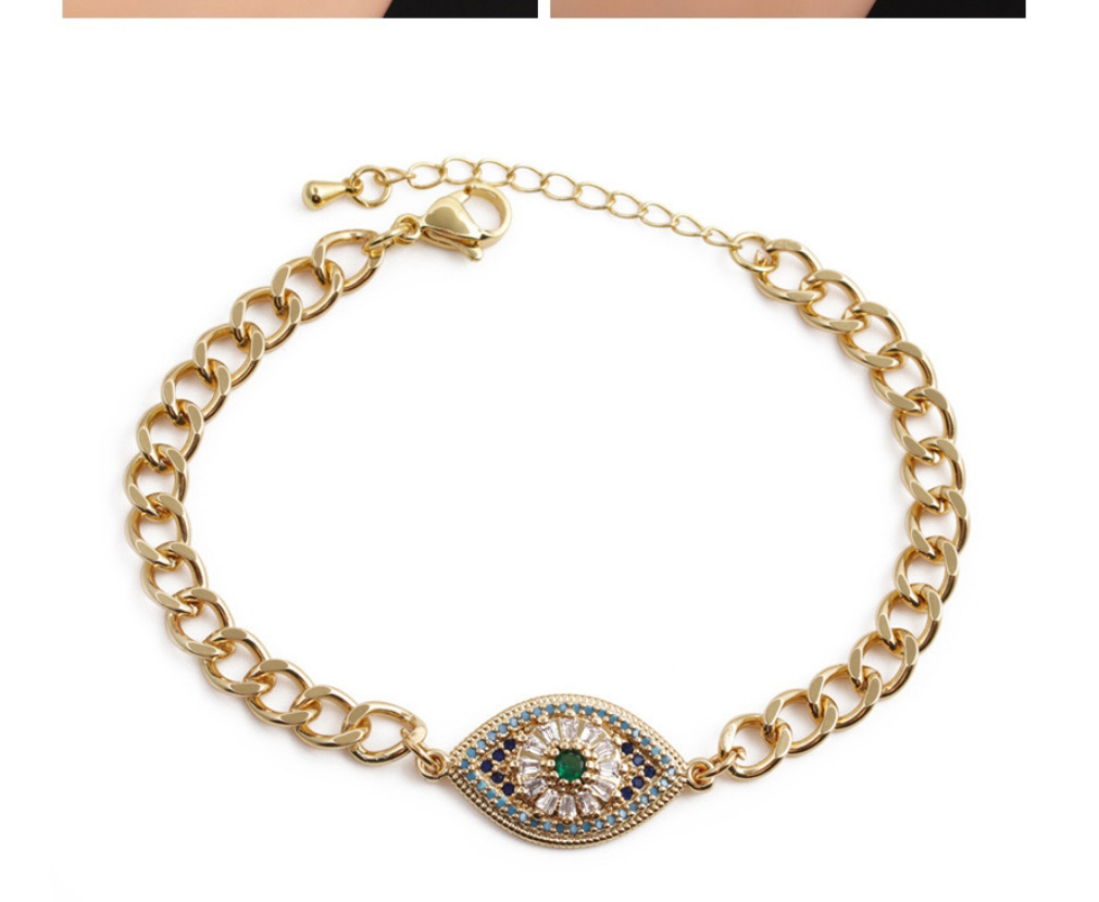 Fashion 4# Gold Color-plated Copper Color Zirconium Eye Bracelet,Bracelets
