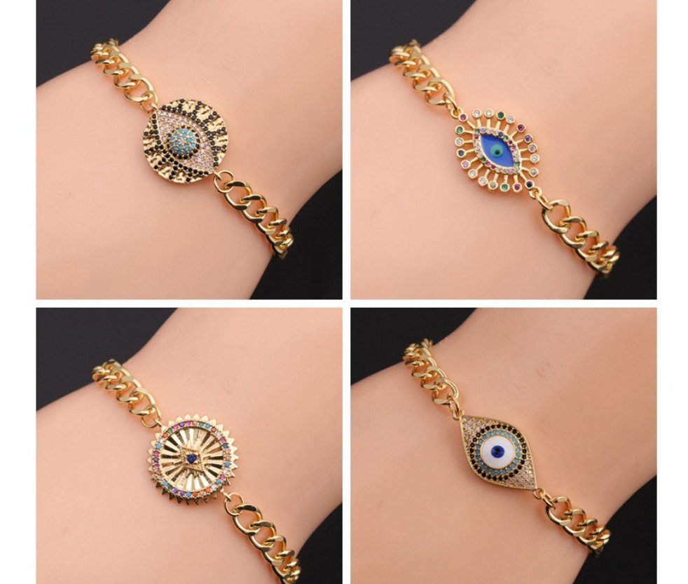 Fashion 2# Copper Inlaid Color Zirconium Eye Bracelet,Bracelets