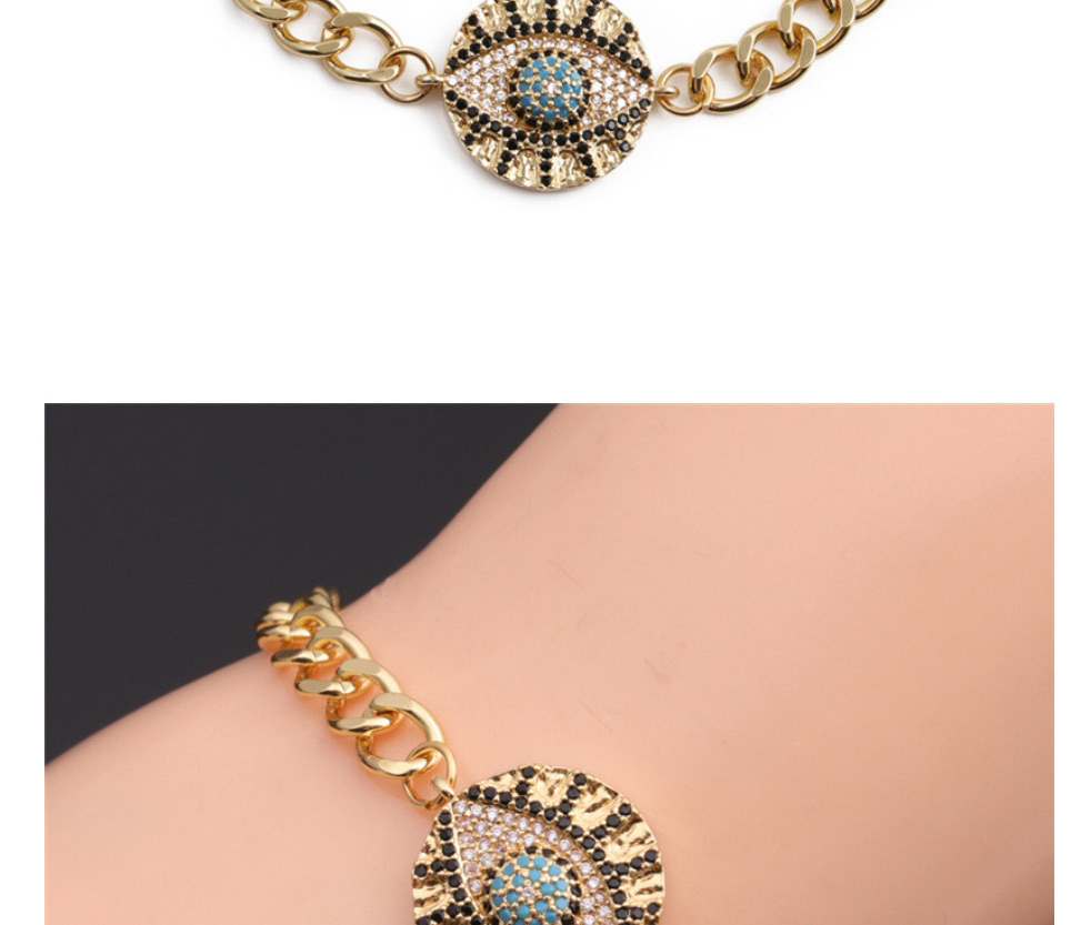 Fashion 3# Copper Inlaid Color Zirconium Eye Bracelet,Bracelets