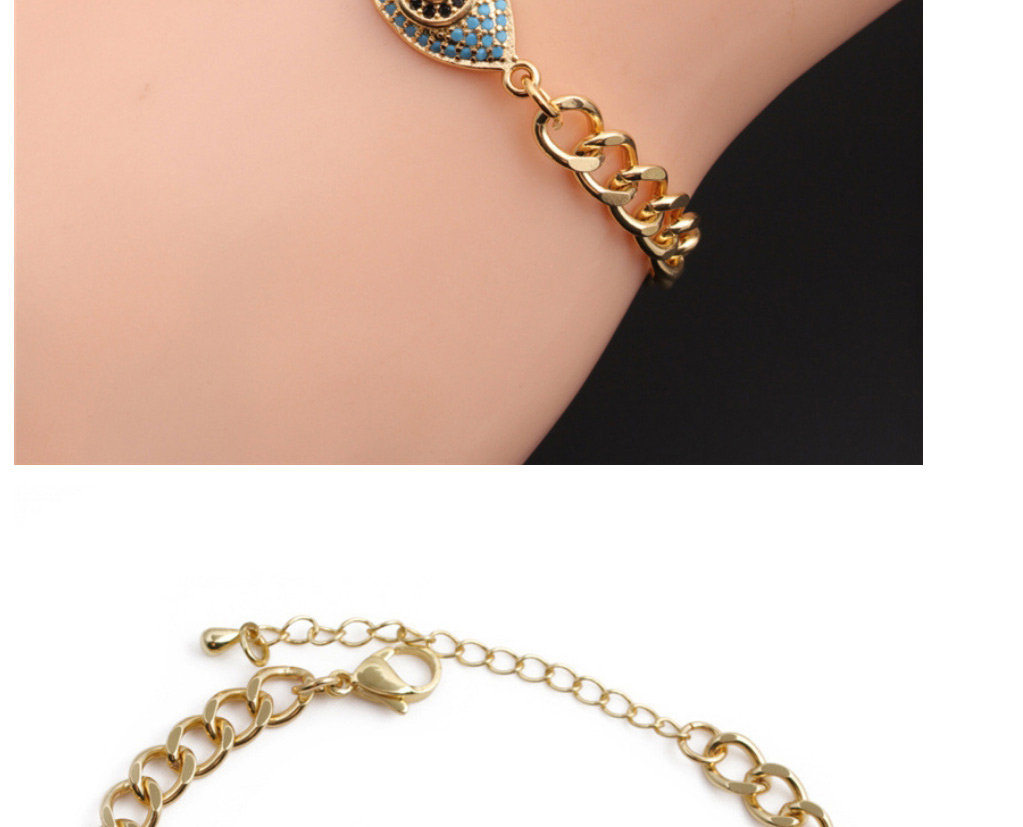 Fashion 3# Copper Plated Real Gold Color Inlaid Zirconium Eye Bracelet,Bracelets