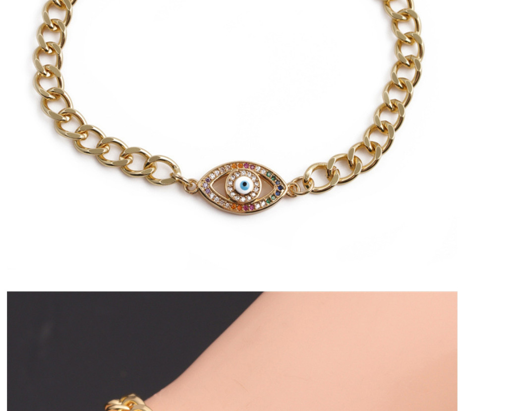 Fashion 3# Copper Plated Real Gold Color Inlaid Zirconium Eye Bracelet,Bracelets