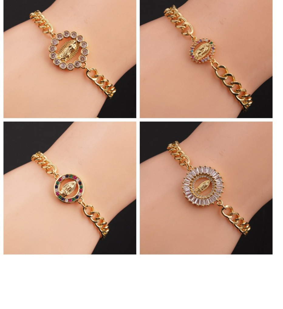 Fashion 4# Bronze Plated Real Gold Color With Zirconium Virgin Mary Bracelet,Bracelets