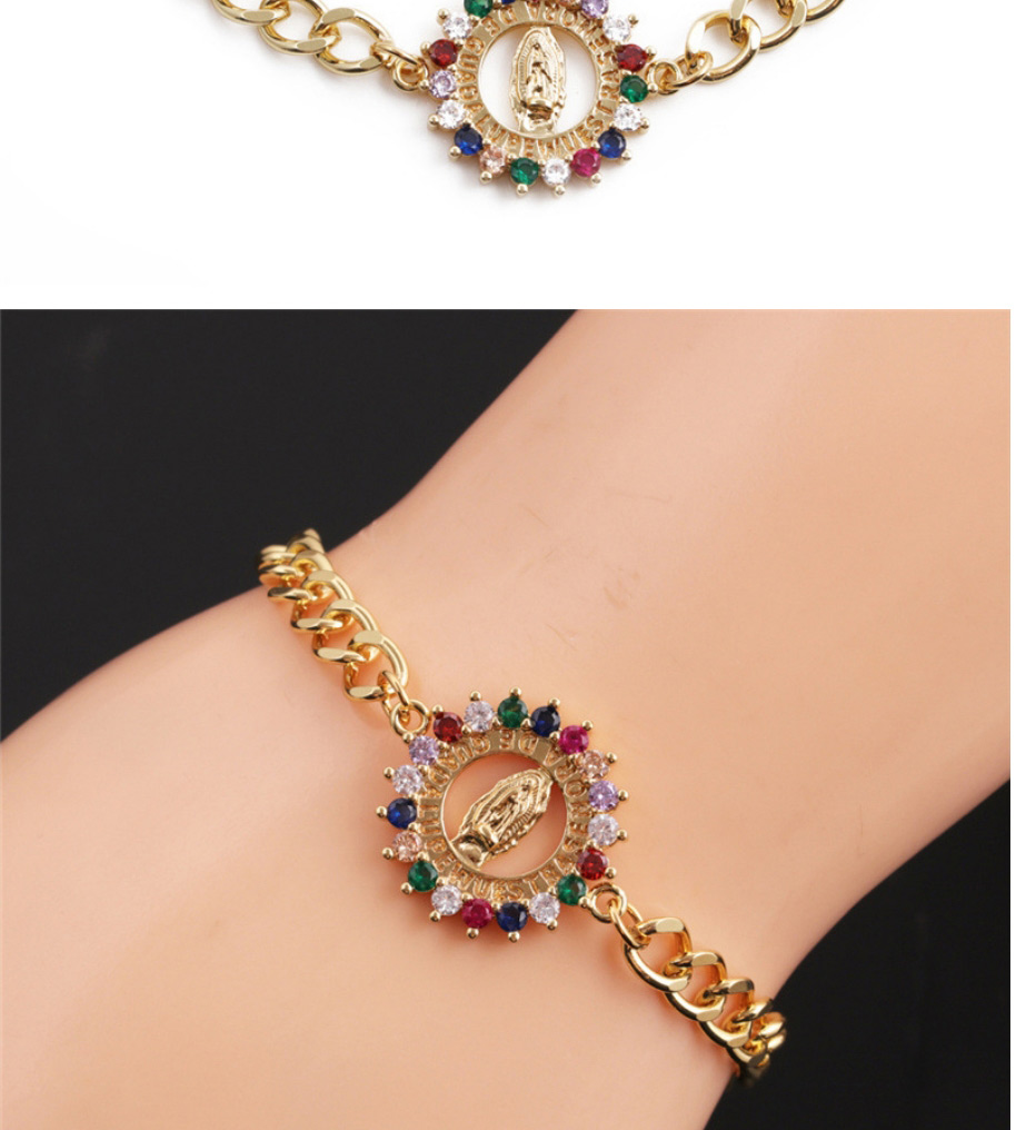 Fashion 1# Bronze Plated Real Gold Color With Zirconium Virgin Mary Bracelet,Bracelets