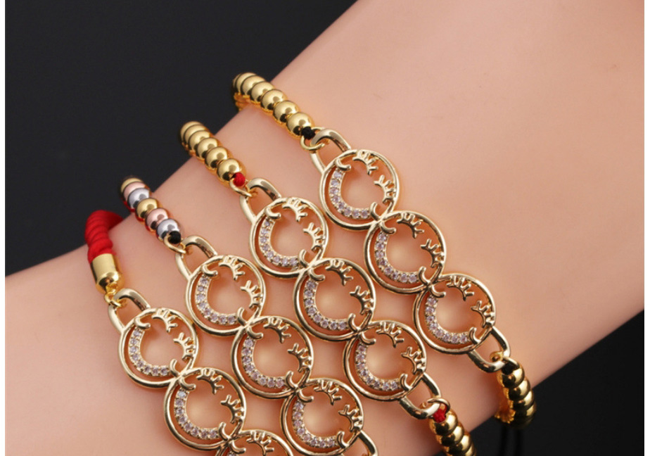 Fashion 4# Copper Plated Real Gold Color Smiley Bracelet,Bracelets