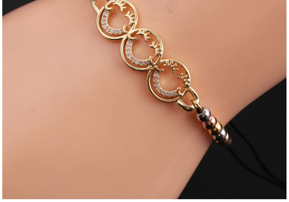 Fashion 3# Copper Plated Real Gold Color Smiley Bracelet,Bracelets