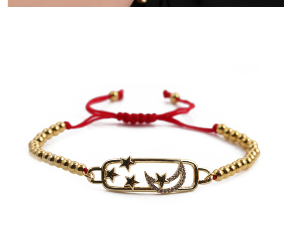 Fashion 1# Copper Plated Real Gold Color Inlaid Zirconium Star And Moon Bracelet,Bracelets