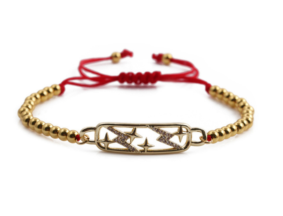 Fashion 2# Copper Plated Real Gold Color Inlaid Zirconium Star Bracelet,Bracelets