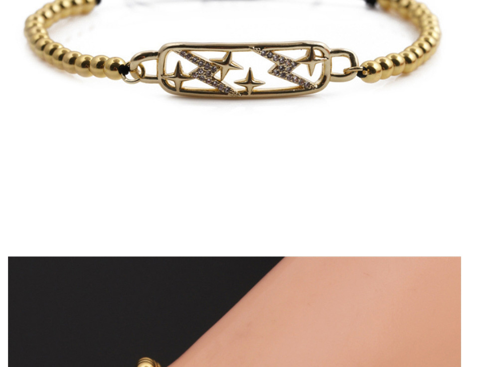 Fashion 4# Copper Plated Real Gold Color Inlaid Zirconium Star Bracelet,Bracelets