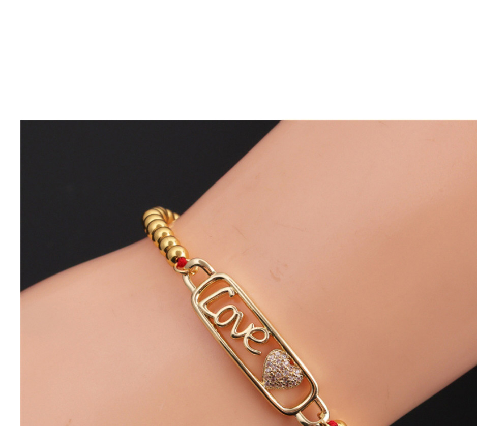 Fashion 3# Copper-plated Real Gold Color Inlaid Zirconium Heart Bracelet,Bracelets