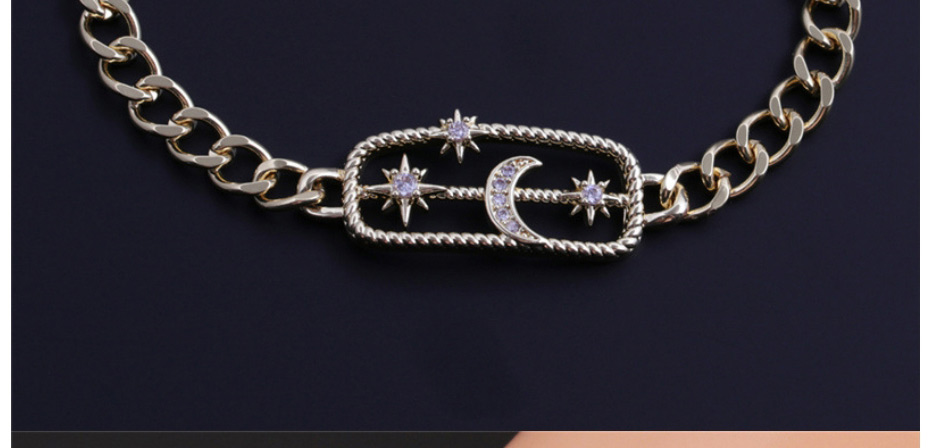 Fashion 2# Bronze Diamond Star And Moon Bracelet,Bracelets