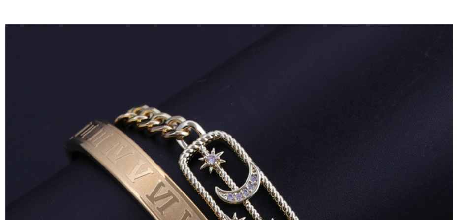 Fashion 2# Bronze Diamond Star And Moon Bracelet,Bracelets