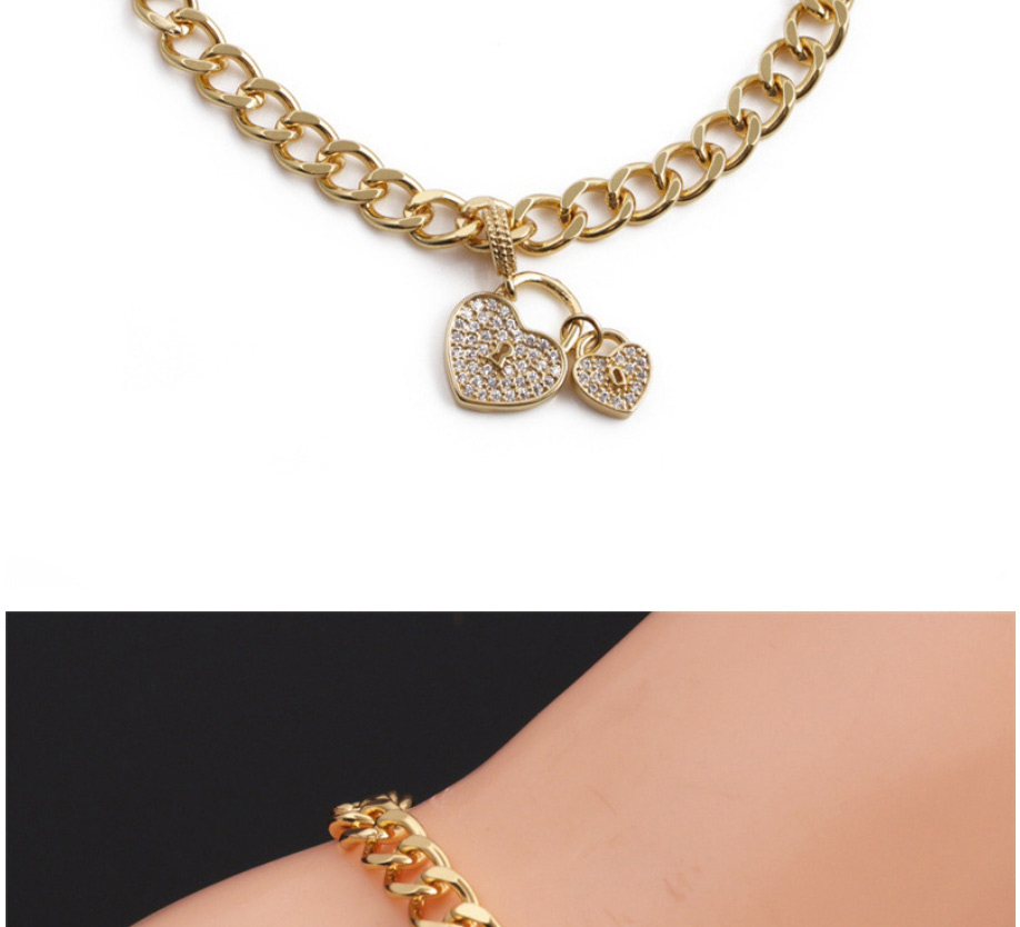 Fashion 3# Copper Diamond Love Heart Chain Bracelet,Bracelets