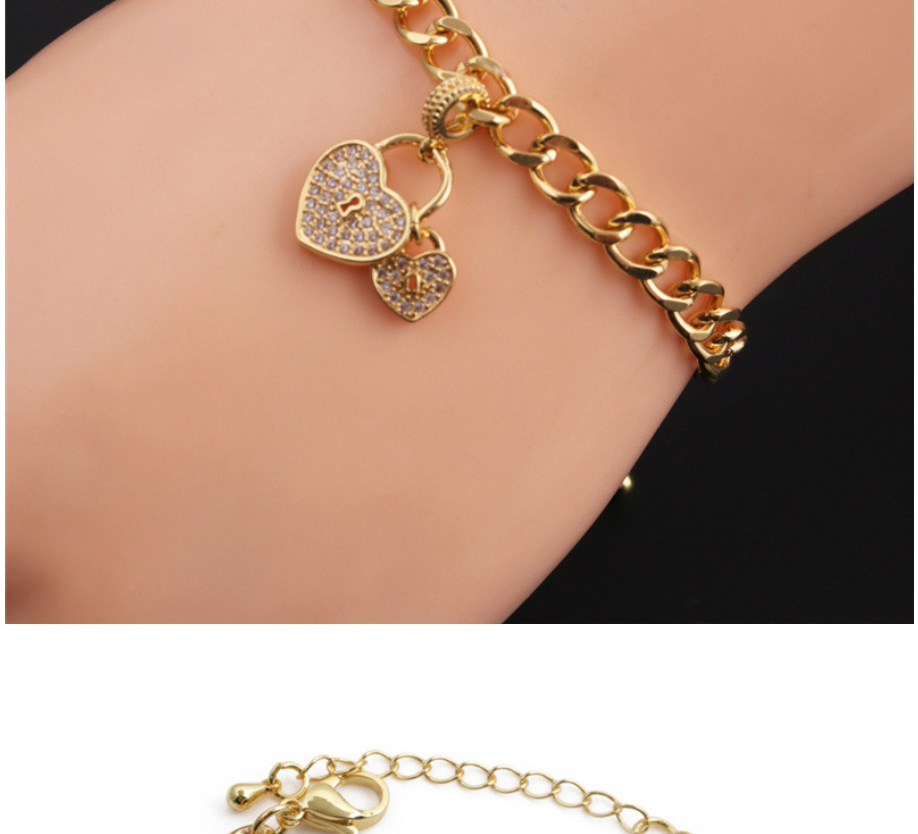 Fashion 4# Copper Diamond Love Heart Chain Bracelet,Bracelets