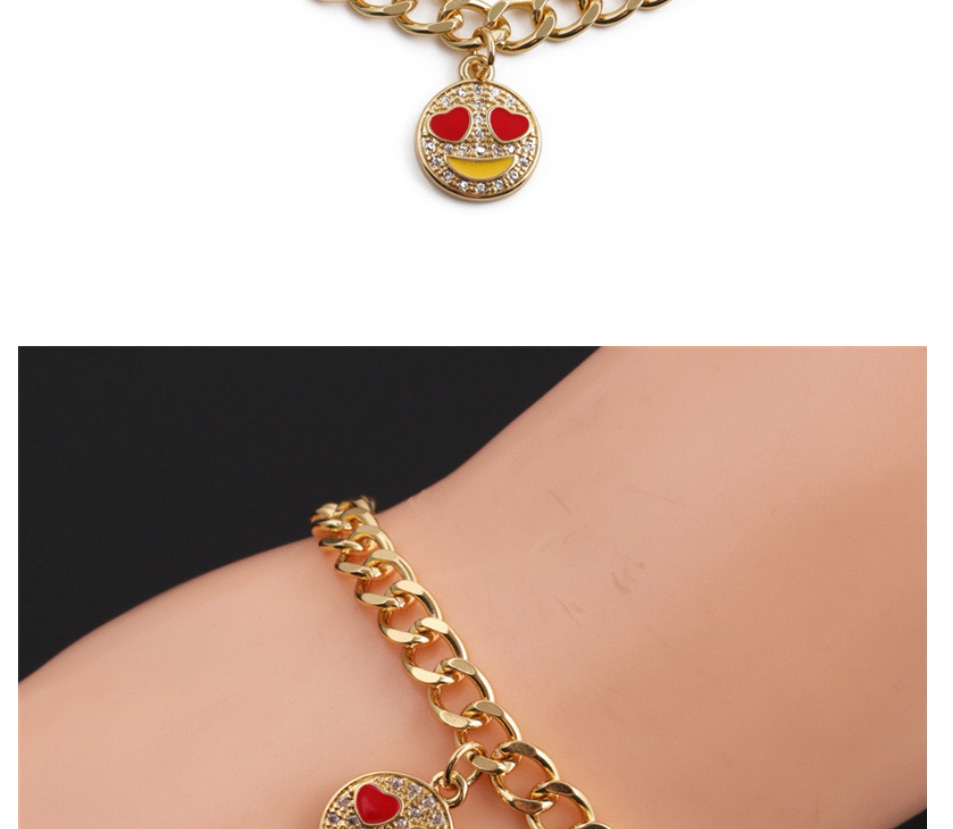 Fashion 1# Copper Diamond Smiley Emoji Bracelet,Bracelets