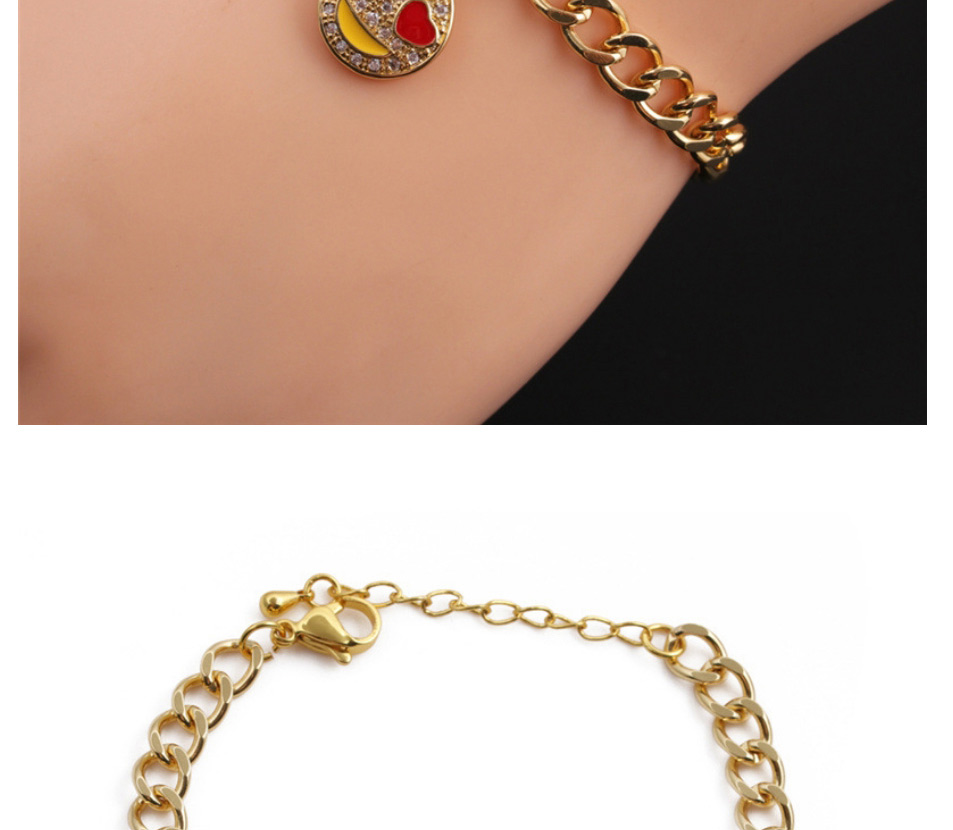 Fashion 1# Copper Diamond Smiley Emoji Bracelet,Bracelets