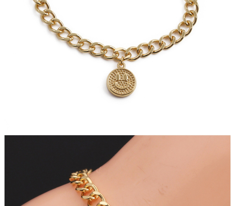 Fashion 3# Copper Diamond Smiley Emoji Bracelet,Bracelets