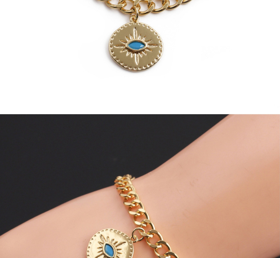 Fashion 4# Copper Plated Real Gold Color Geometric Eye Bracelet,Bracelets