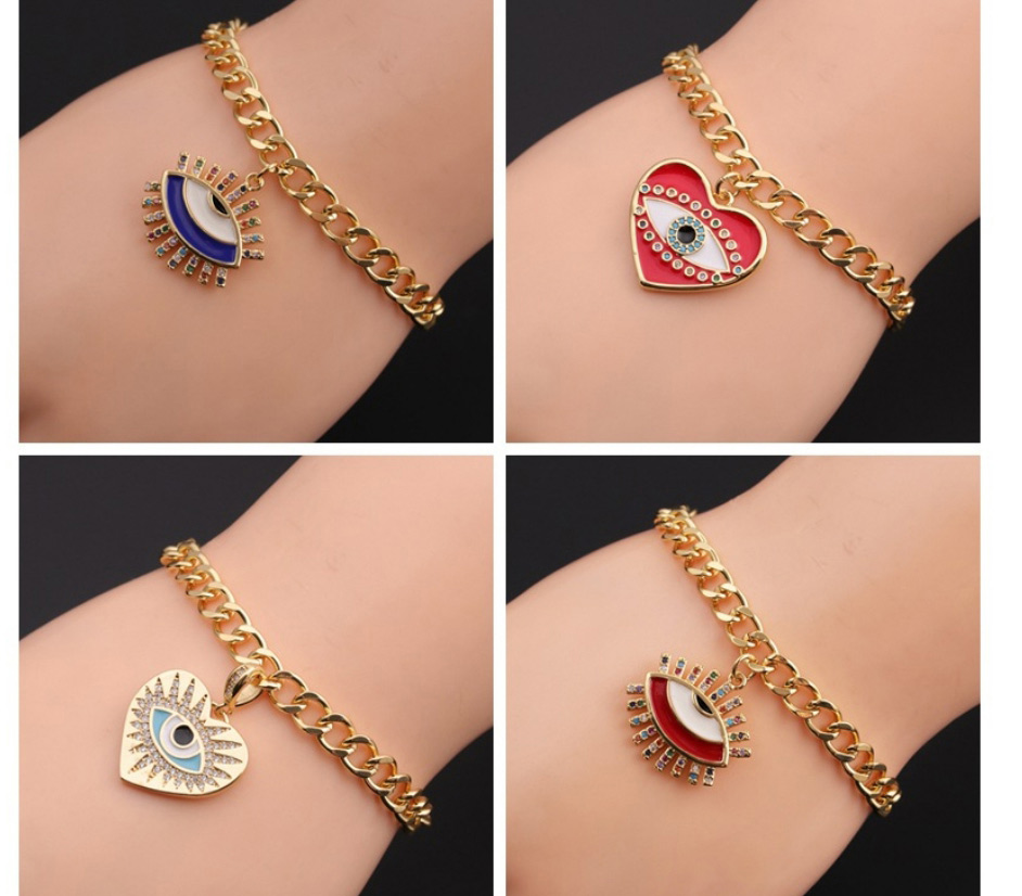 Fashion 4# Bracelet With Copper And Diamond Dripping Oil Love Eyes,Bracelets