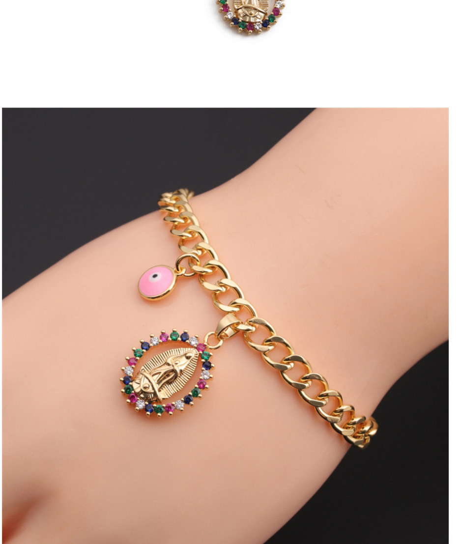 Fashion Copper Bead Bracelet Copper Plated Real Gold Color Inlaid Zirconium Eyes Love Geometric Bracelet,Bracelets