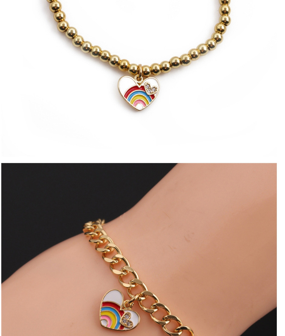 Fashion Love Rainbow Bracelet Set Copper Plated Real Gold Color Inlaid Zirconium Eyes Love Geometric Bracelet,Bracelets
