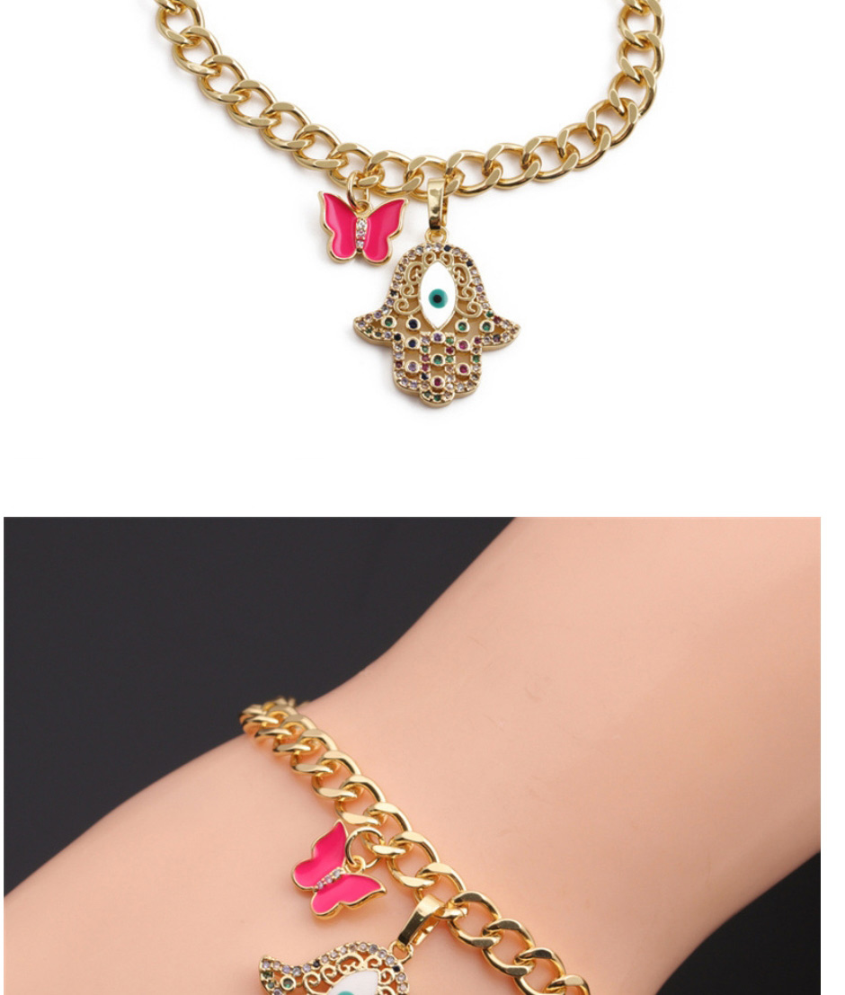 Fashion Love Rainbow Bracelet Set Copper Plated Real Gold Color Inlaid Zirconium Eyes Love Geometric Bracelet,Bracelets