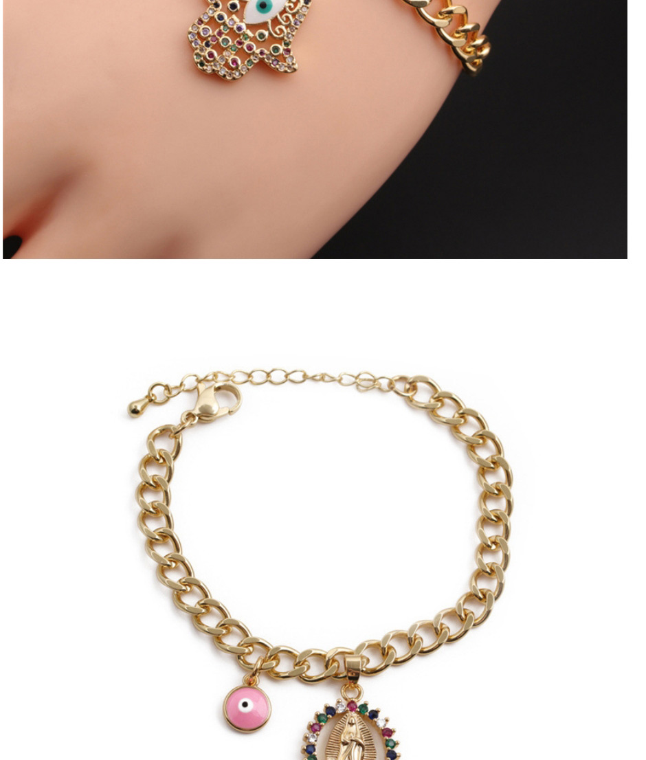 Fashion Copper Bead Bracelet Copper Plated Real Gold Color Inlaid Zirconium Eyes Love Geometric Bracelet,Bracelets