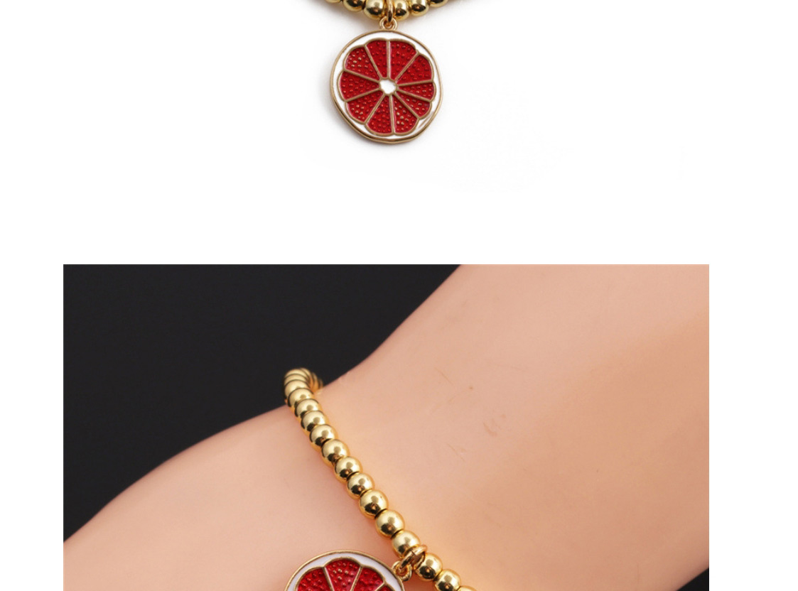 Fashion Red Bracelet Copper Plated Real Gold Color Dripping Orange Beaded Bracelet,Bracelets