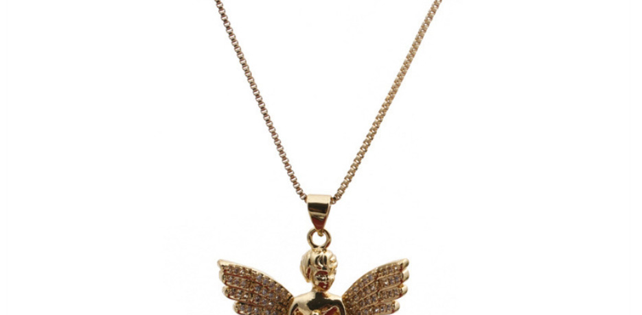 Fashion Gold Color Copper Plated Real Gold Color And Zirconium Angel Necklace,Necklaces