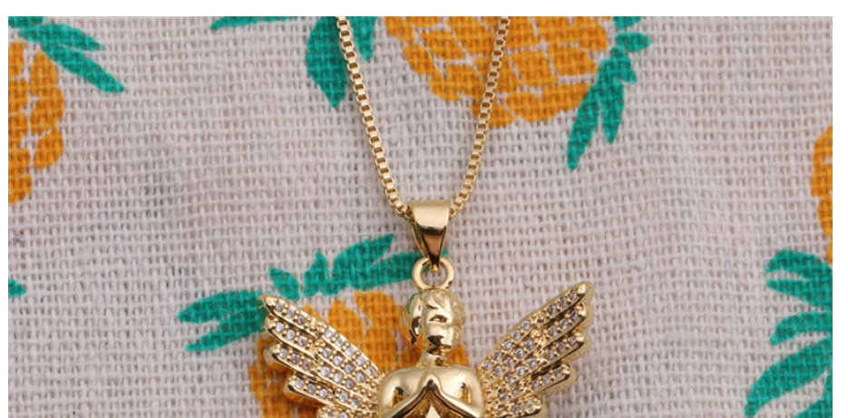 Fashion Gold Color Copper Plated Real Gold Color And Zirconium Angel Necklace,Necklaces