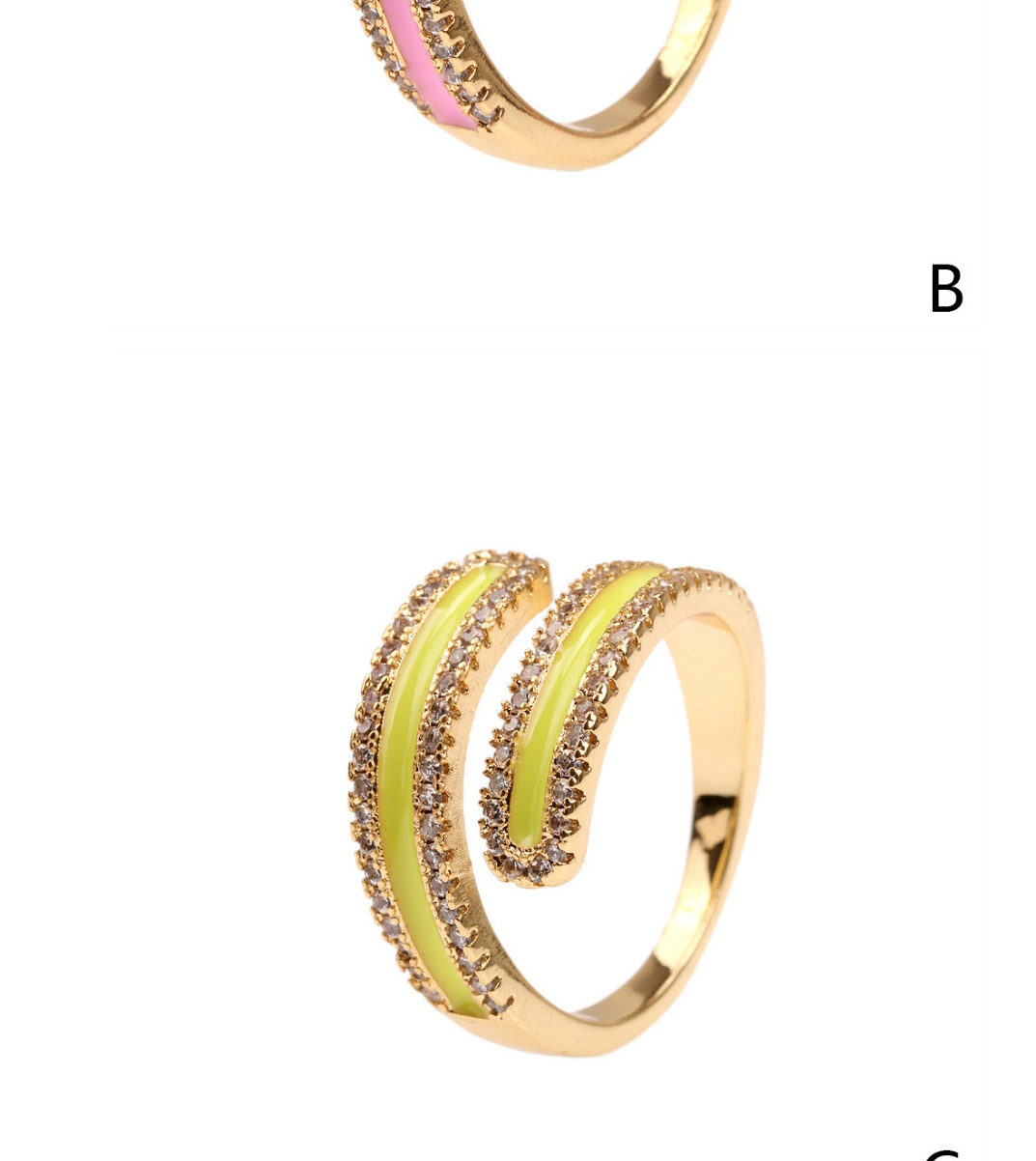 Fashion Pink Micro Diamond Drop Oil Open Ring,Rings
