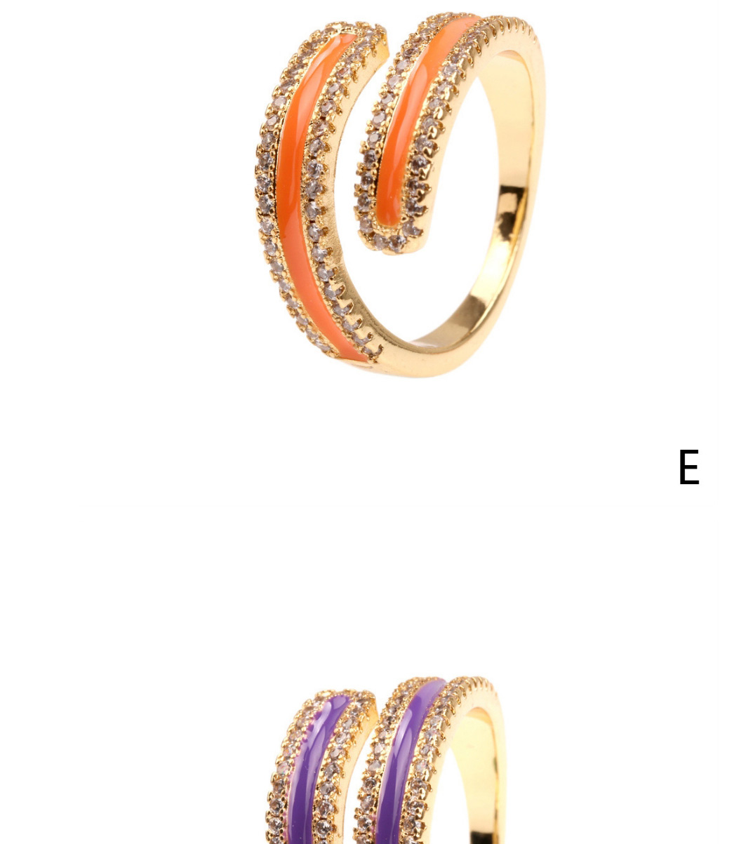 Fashion Purple Micro Diamond Drop Oil Open Ring,Rings