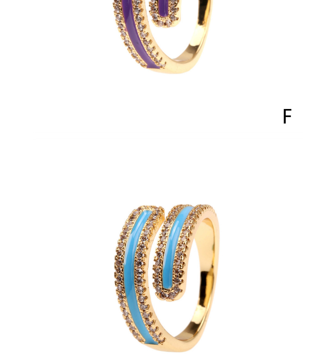 Fashion White Micro Diamond Drop Oil Open Ring,Rings