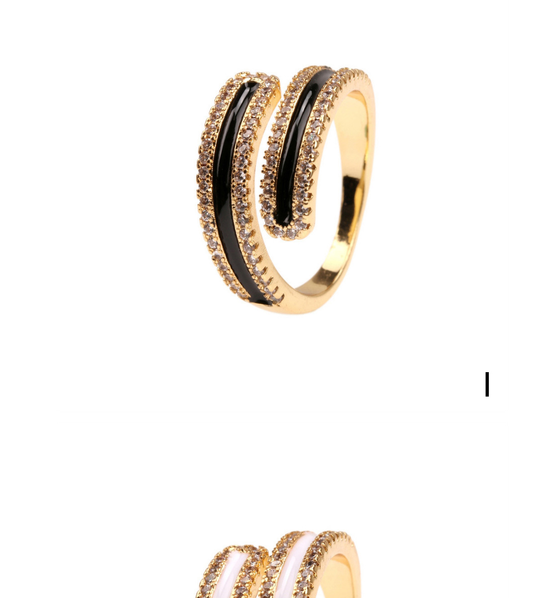 Fashion Black Micro Diamond Drop Oil Open Ring,Rings