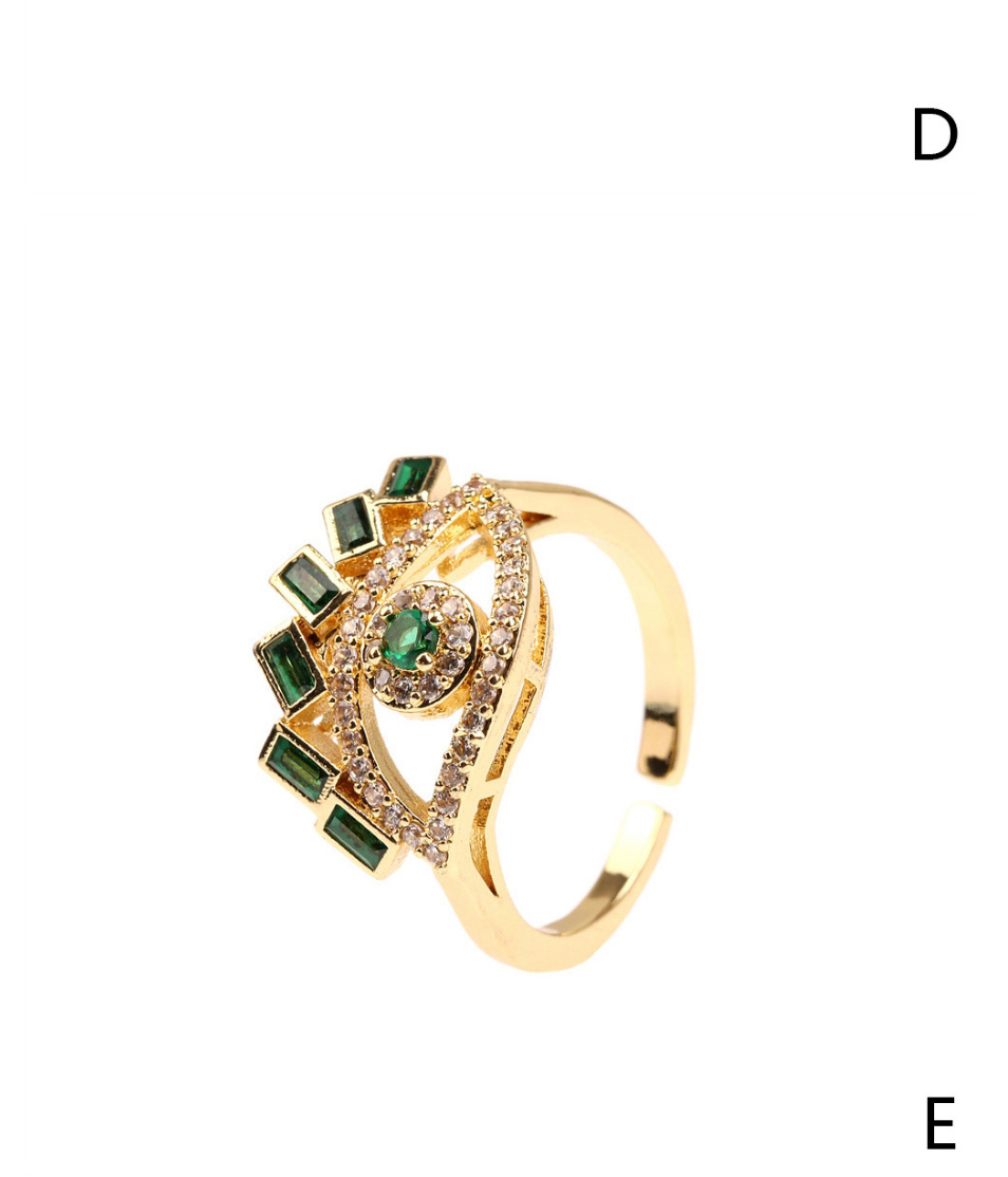 Fashion Green Diamond Fancy Diamond Eye Open Ring,Rings