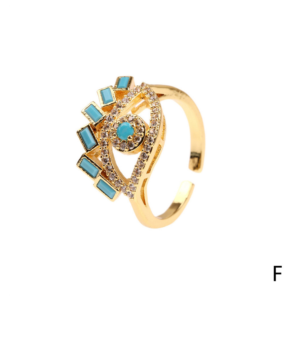 Fashion Blue Turquoise Fancy Diamond Eye Open Ring,Rings