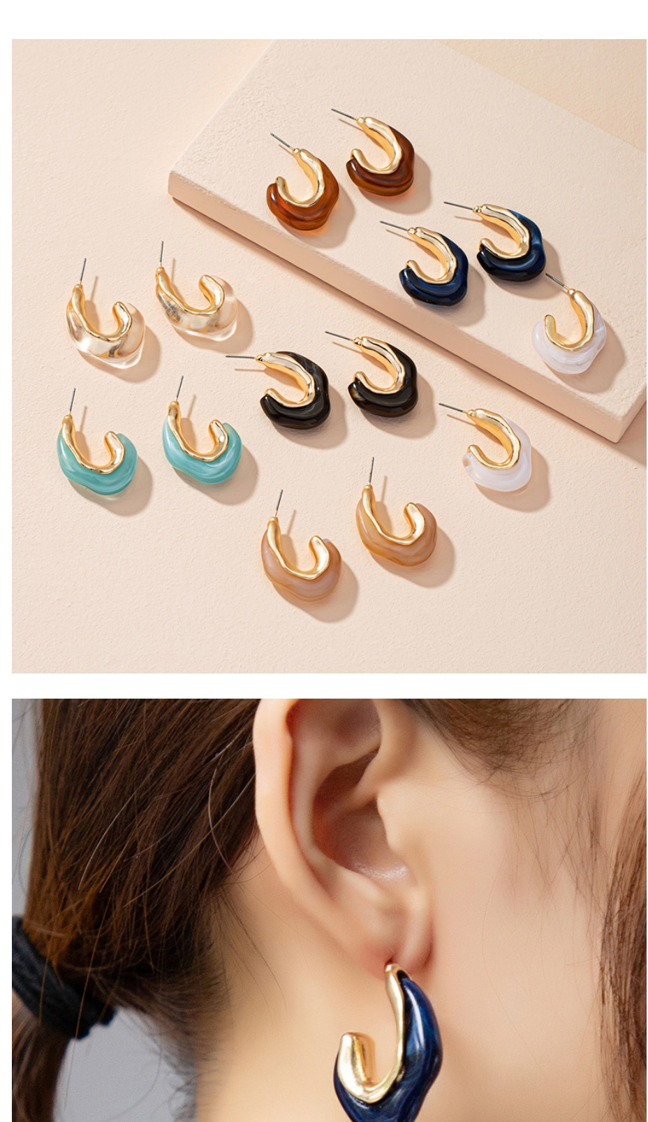 Fashion White Acrylic Irregular Geometric Earrings,Hoop Earrings