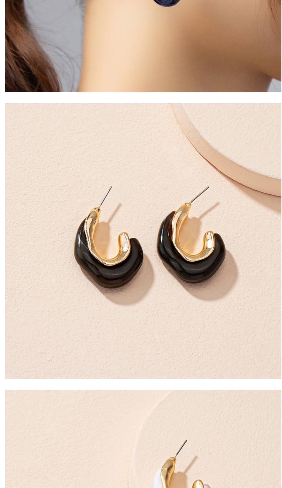 Fashion Dark Brown Acrylic Irregular Geometric Earrings,Hoop Earrings