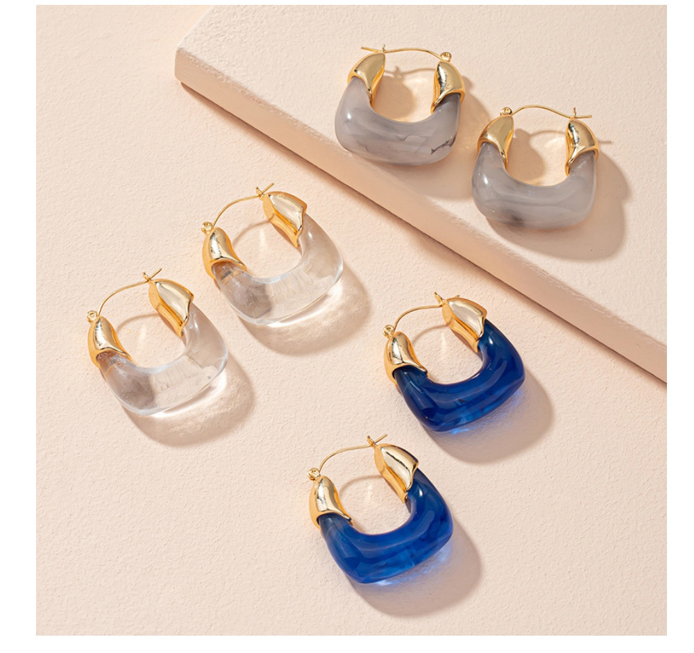 Fashion Azure Blue Acrylic Geometric Earrings,Hoop Earrings