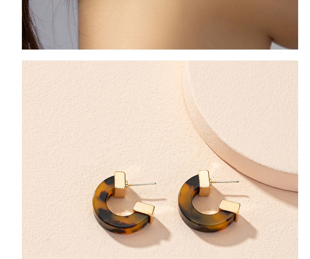 Fashion Amber Leopard Geometric Earrings,Hoop Earrings