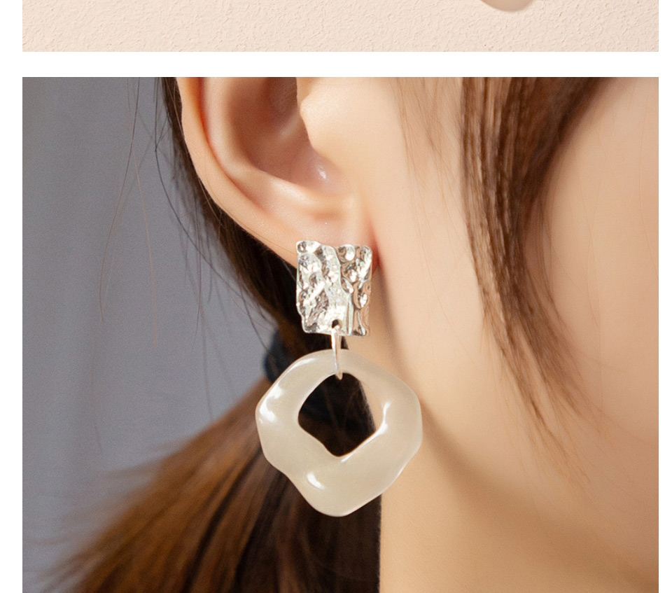 Fashion Silver Acrylic Irregular Geometric Stud Earrings,Stud Earrings