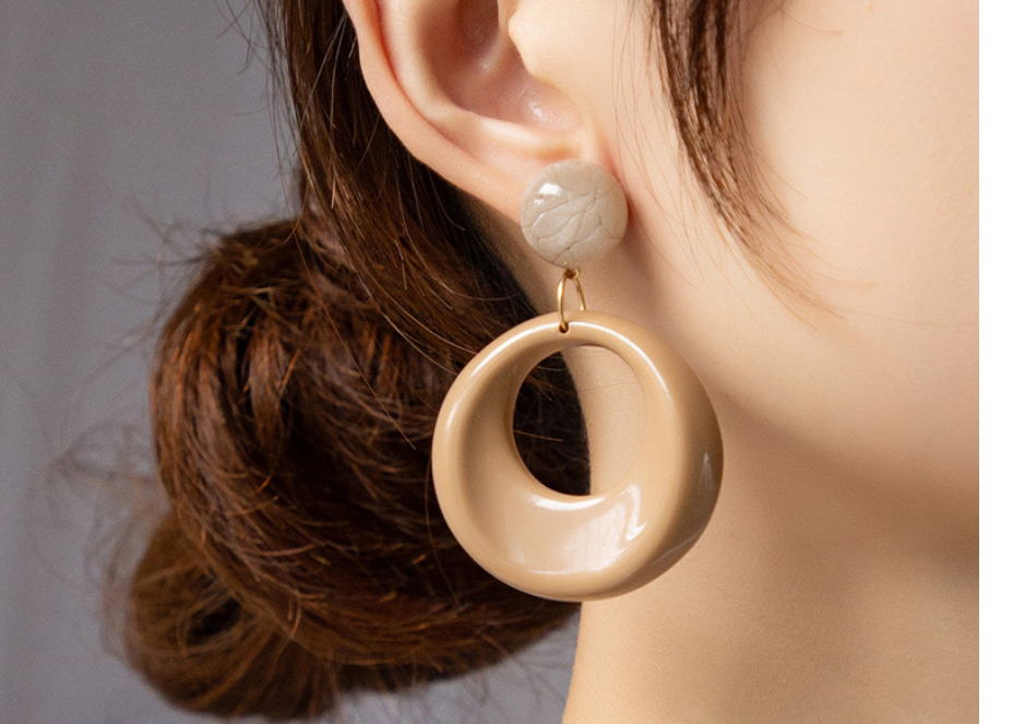 Fashion Brown Acrylic Geometric Ring Ear Studs,Stud Earrings