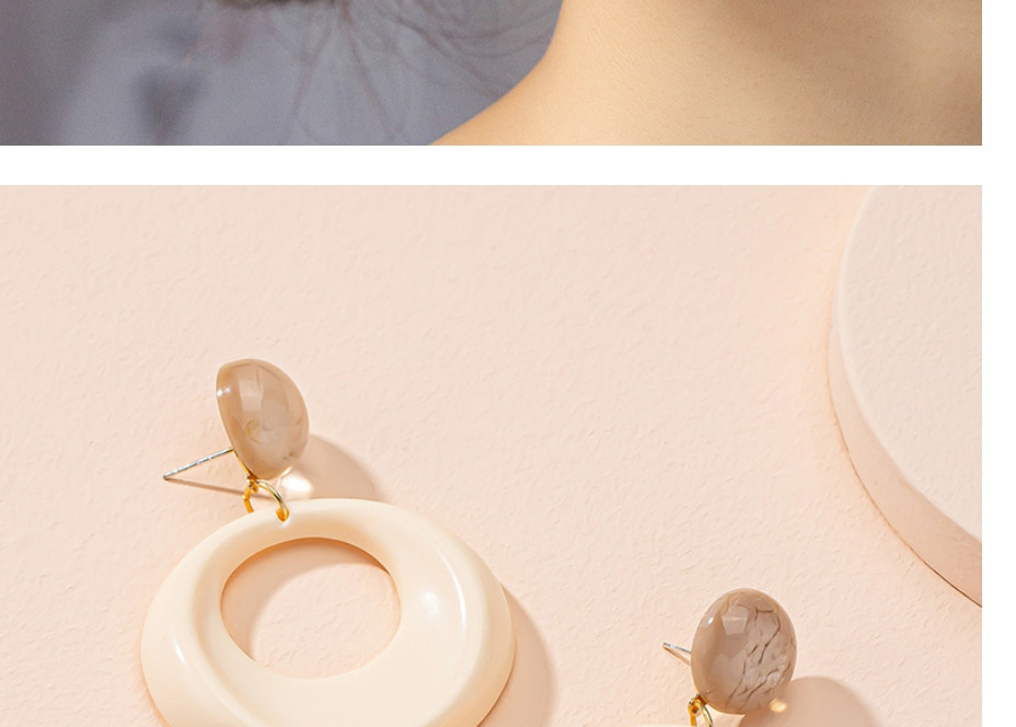 Fashion Brown Acrylic Geometric Ring Ear Studs,Stud Earrings