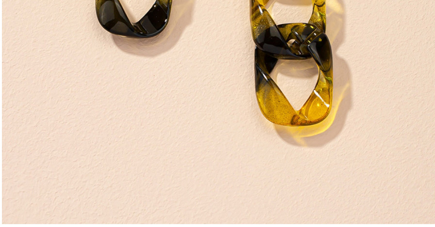 Fashion Green Acrylic Geometric Twisted Chain Asymmetric Earrings,Stud Earrings