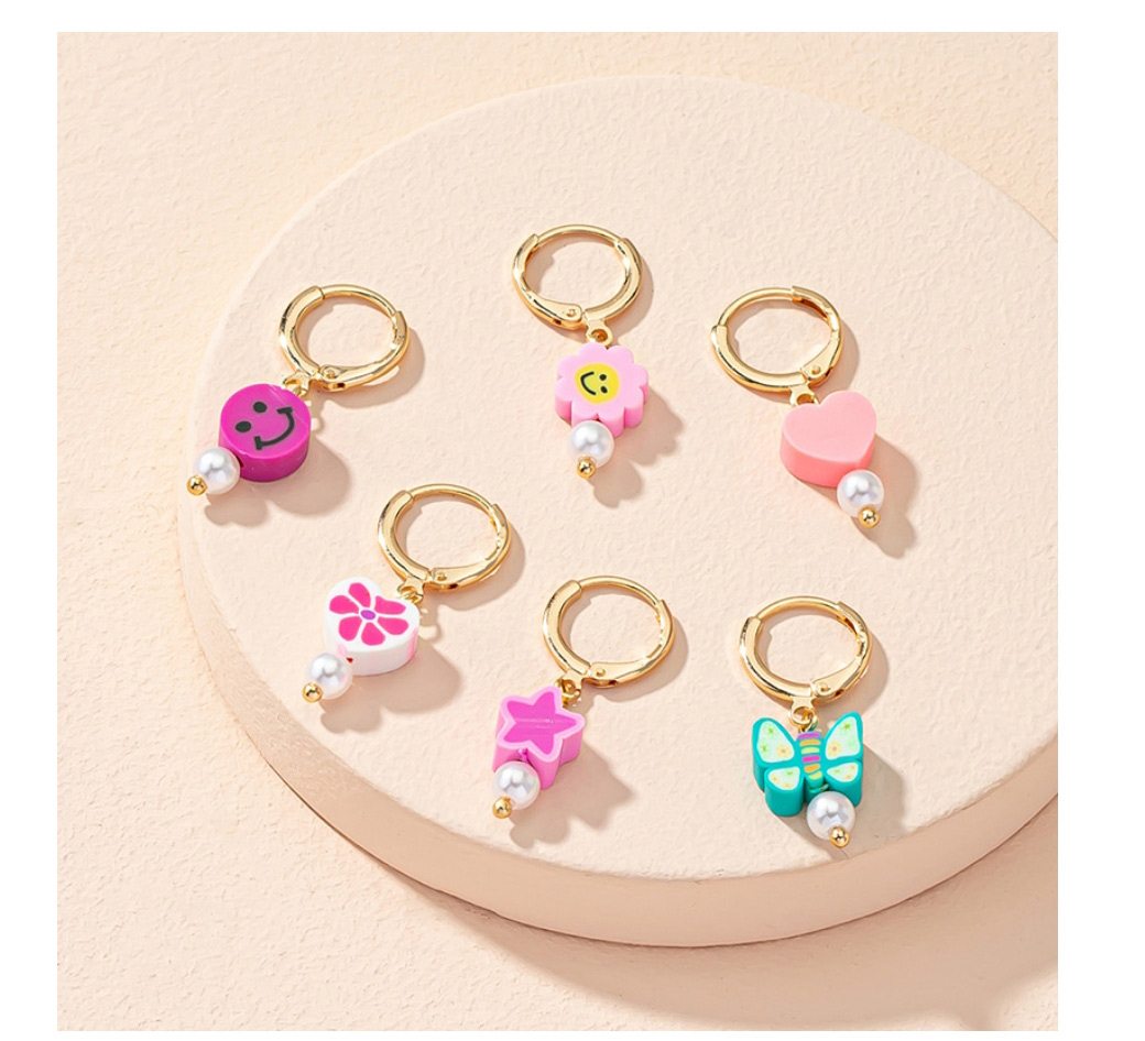 Fashion White Love Alloy Love Smiley Flower Butterfly Geometric Earrings,Hoop Earrings