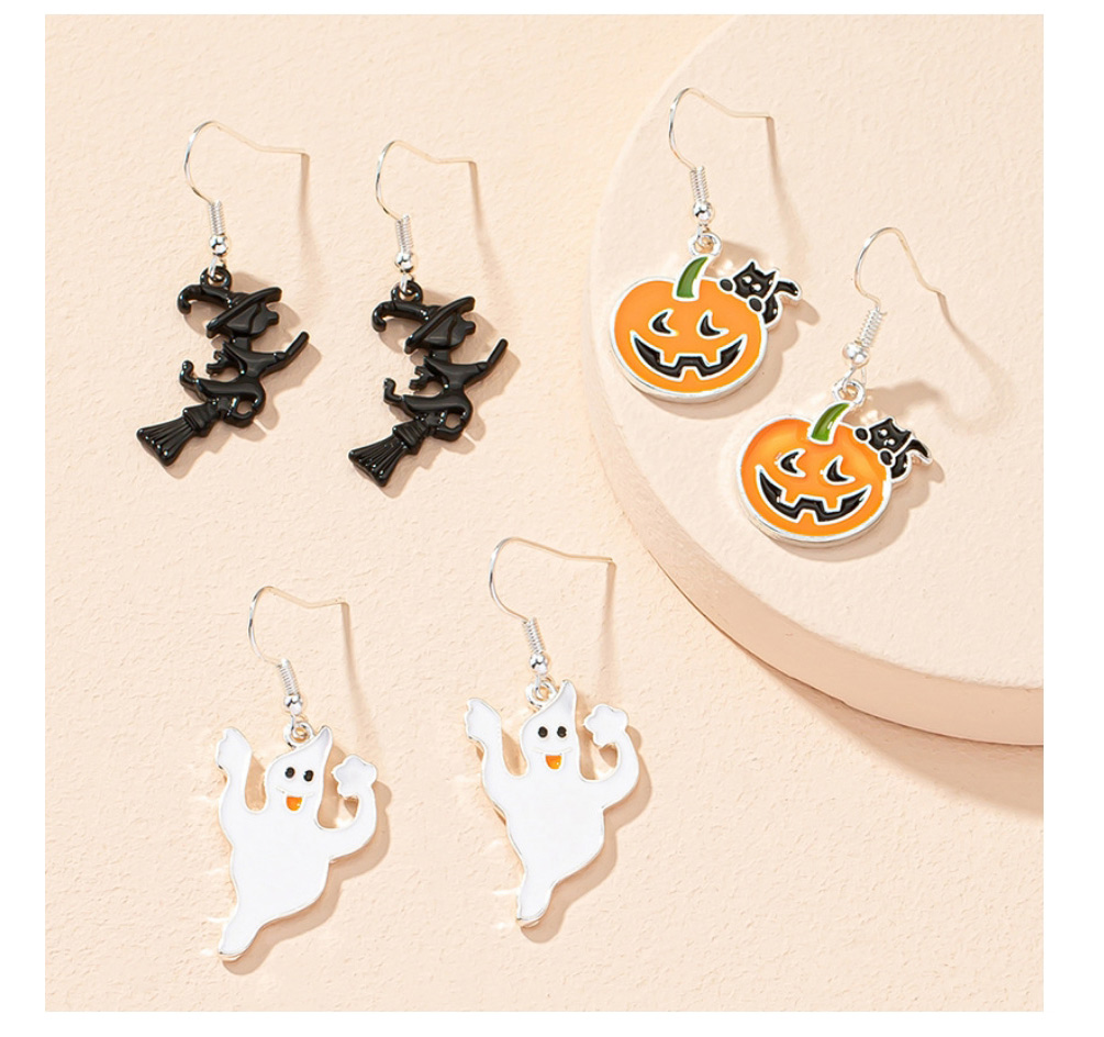 Fashion Pumpkin Grimace Halloween Pumpkin Ghost Geometric Earrings,Drop Earrings