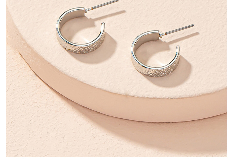 Fashion Dark Gray Alloy Geometric C-shaped Earrings,Hoop Earrings