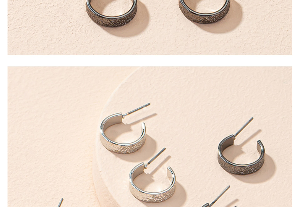 Fashion Dark Gray Alloy Geometric C-shaped Earrings,Hoop Earrings