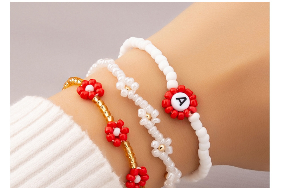 Fashion Red Flowers Resin Beaded Flower Bracelet,Fashion Bracelets